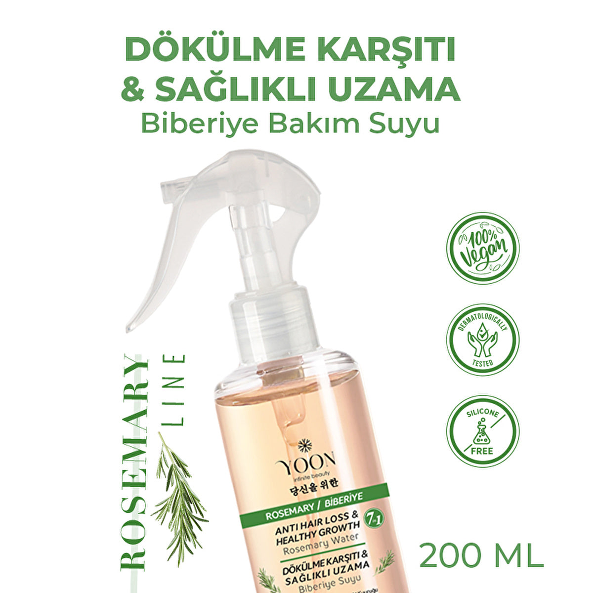 Yoon Rosemary Hair Care Spray 200ml - Hair Growth & Strength