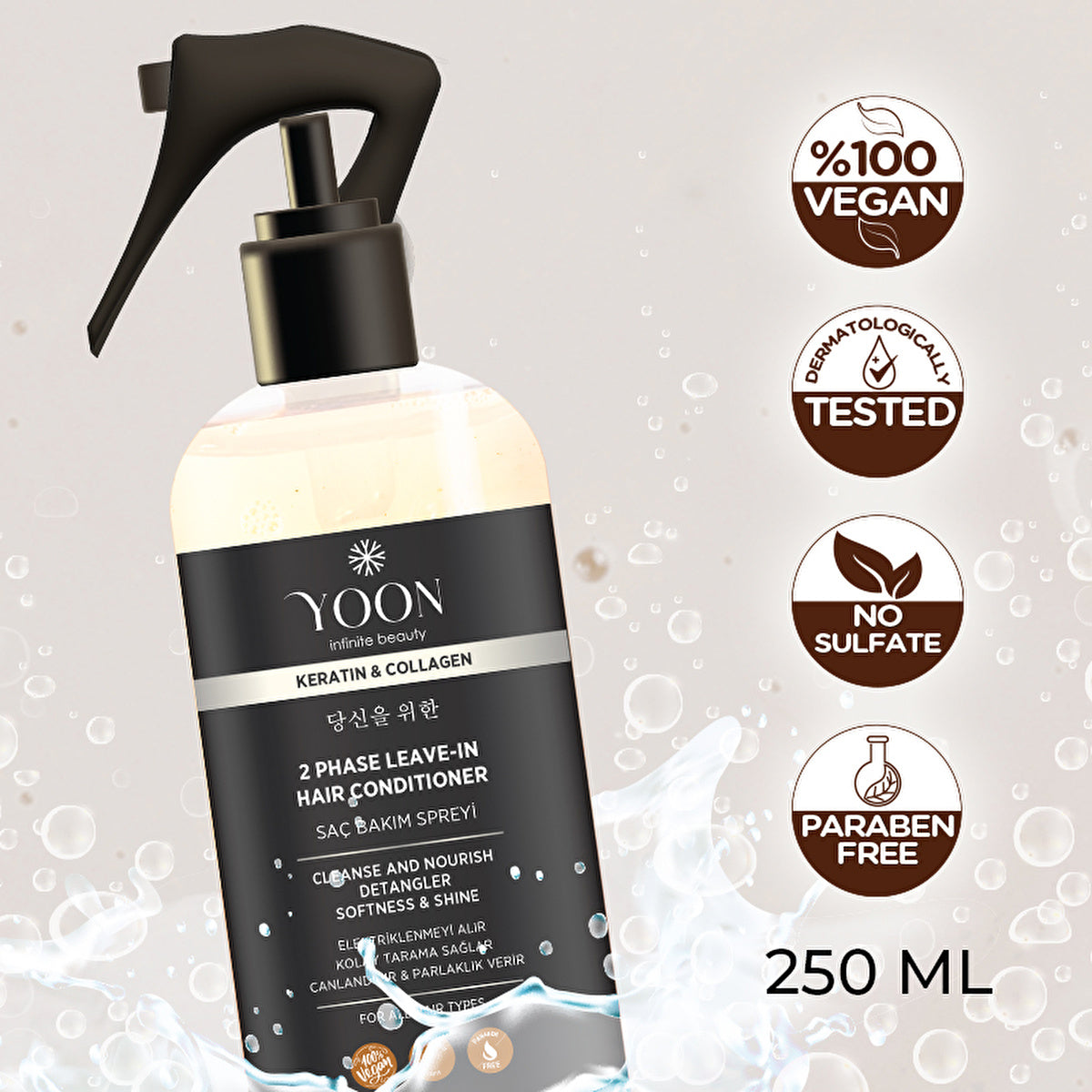 Yoon Vegan Hair Care Spray - Collagen & Keratin | 8.45 Fl Oz