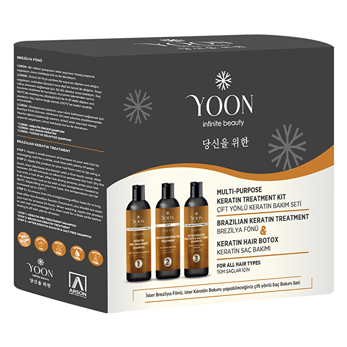 Yoon Brazilian Keratin Hair Straightening Care Kit - 3 x 3.4 Fl Oz