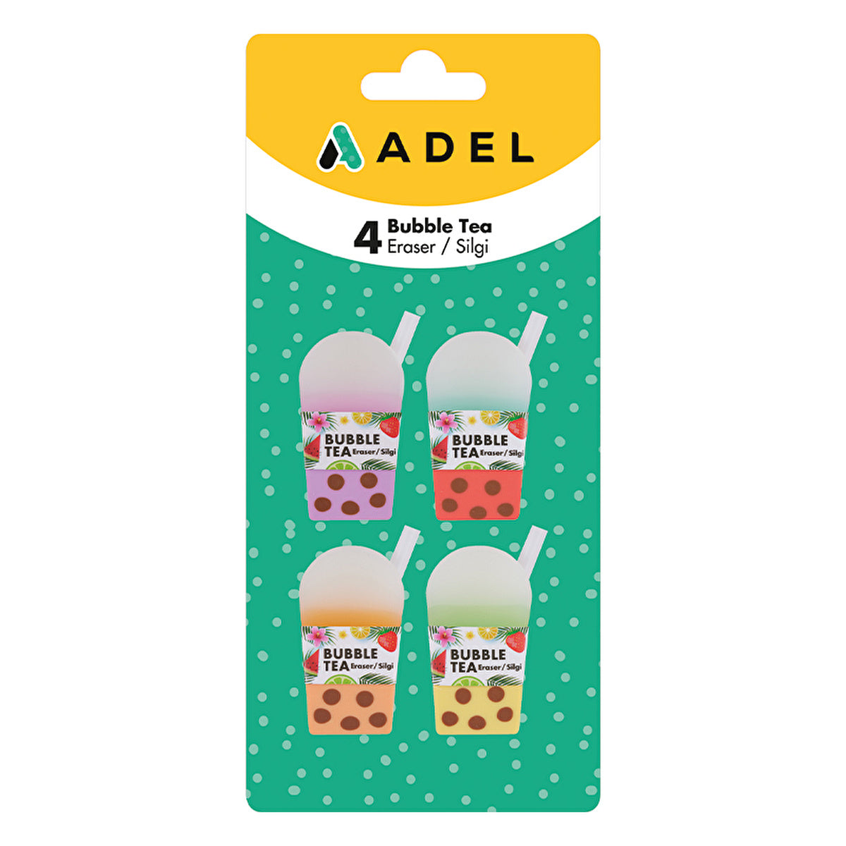 Adel Blister Bubble Tea Erasers Set - 4 Designs | PVC-Free - Image #1