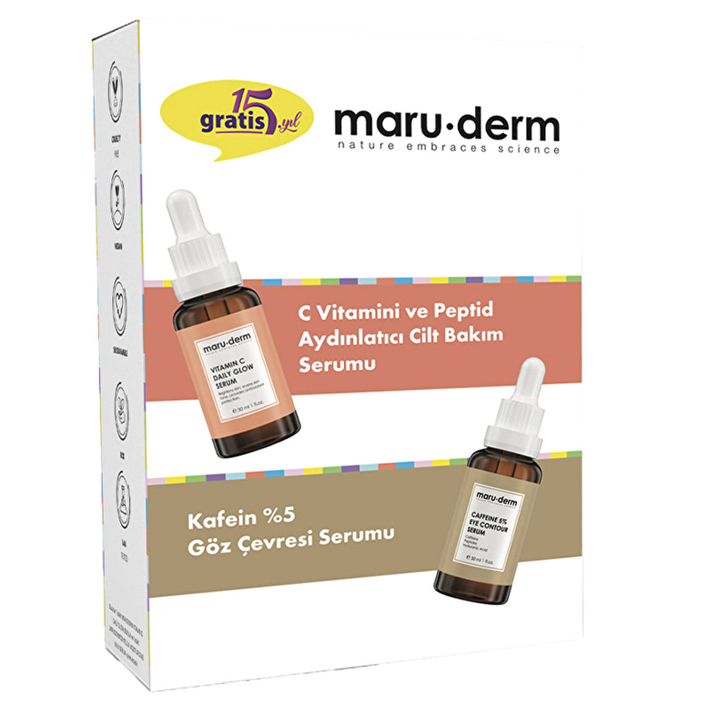 Maruderm Vitamin C Serum & Caffeine Eye Serum Set - 30ml Each | Brightening Care - Image #1