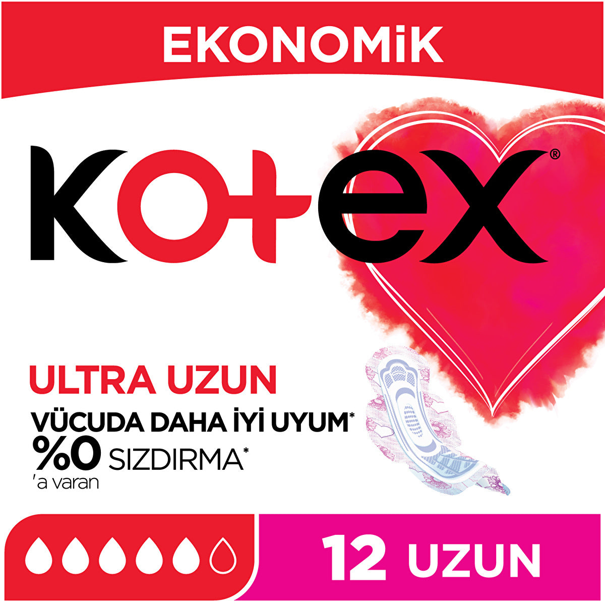 Kotex Ultra Double Long Hygienic Pads - 12 Count | Maximum Comfort