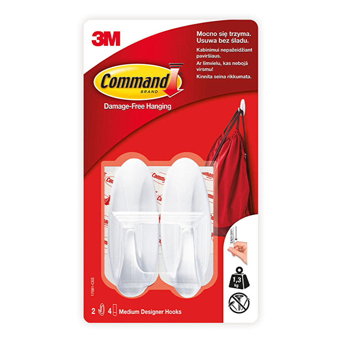 Command Medium Hangers 17081-CEE - Damage-Free Adhesive | Versatile Use