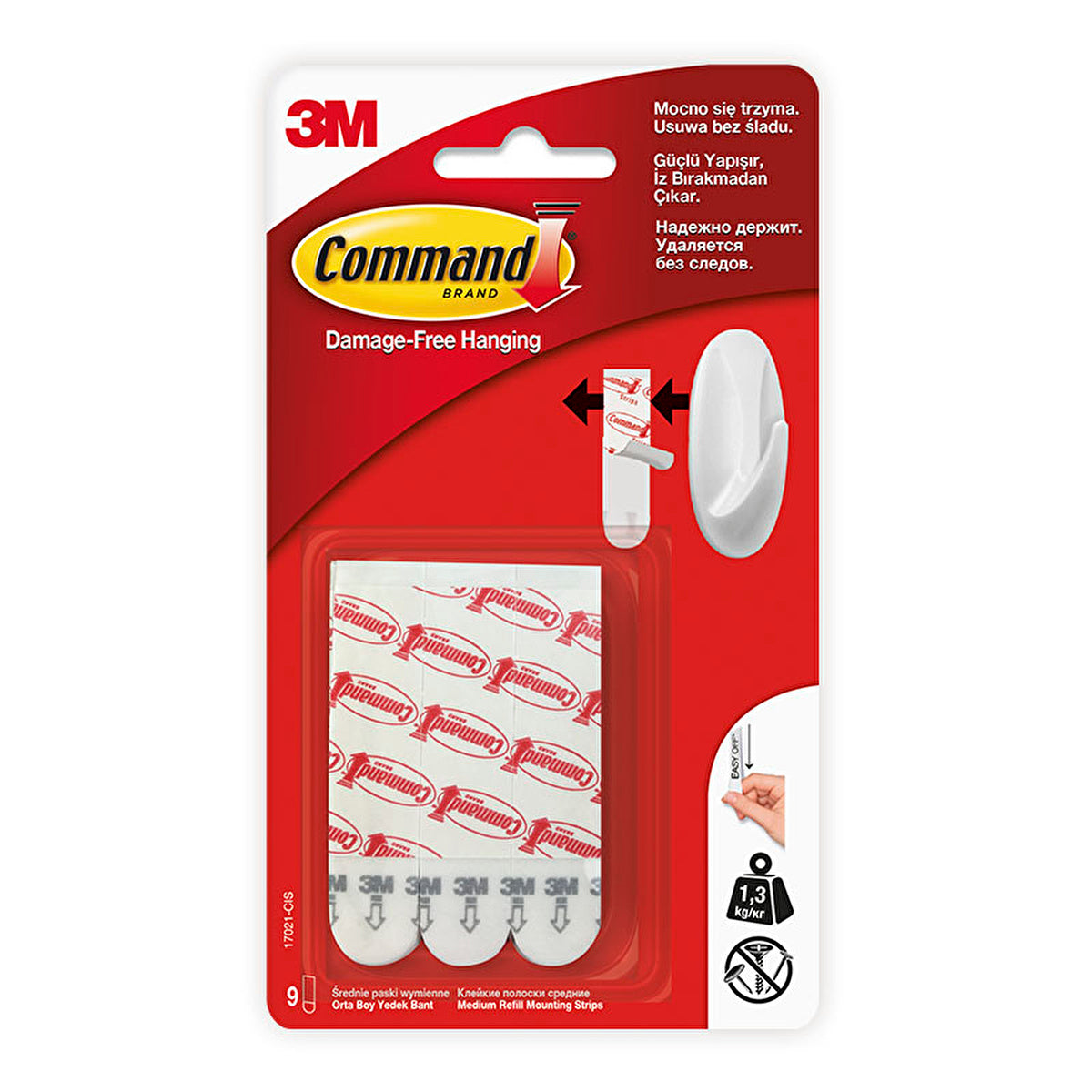 Command Medium Replacement Strips 17021 - 9 Strips | Reliable Adhesive - Image #1