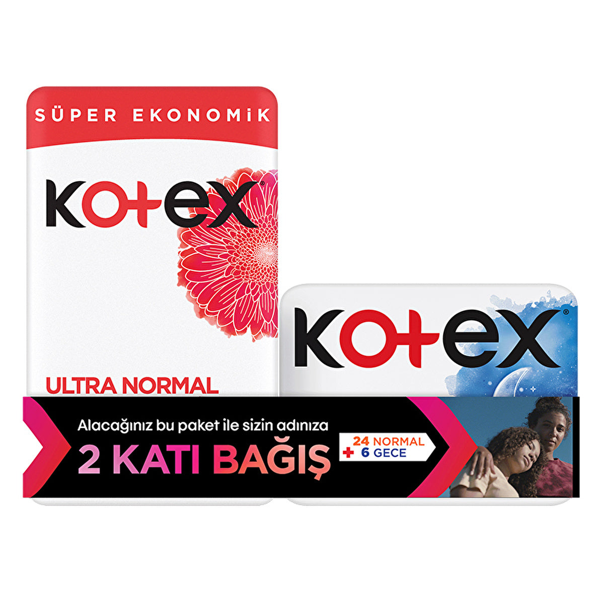 Kotex Ultra Normal Pads 24 Count with Night Pads 6 Count | Comfort & Protection