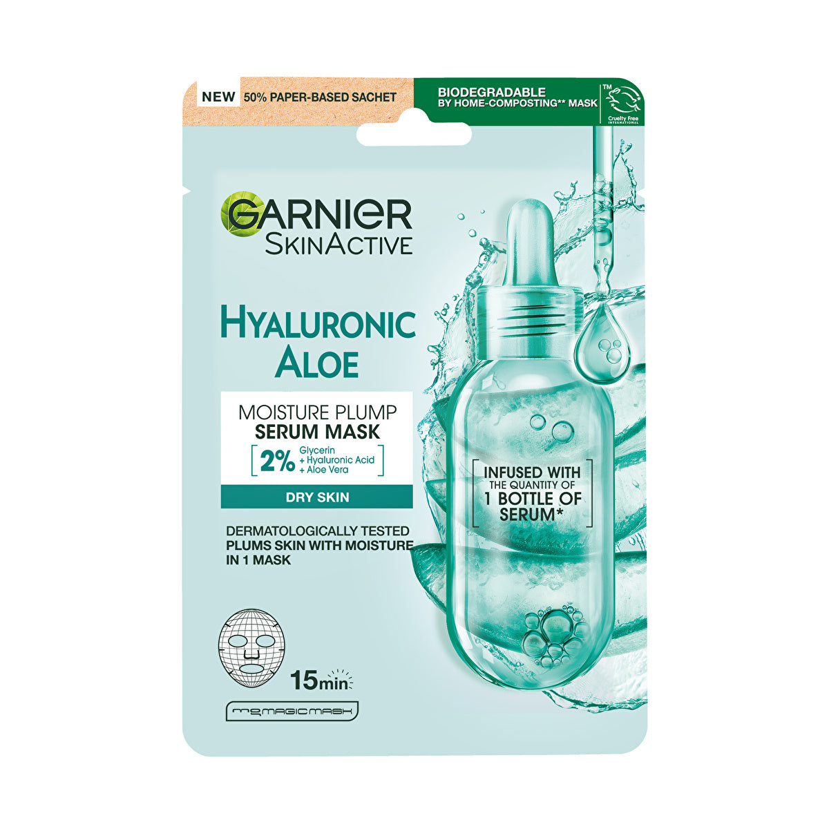 Garnier Hyaluronic Aloe Refreshing Sheet Mask 32g - Hydrating Formula - Image #1