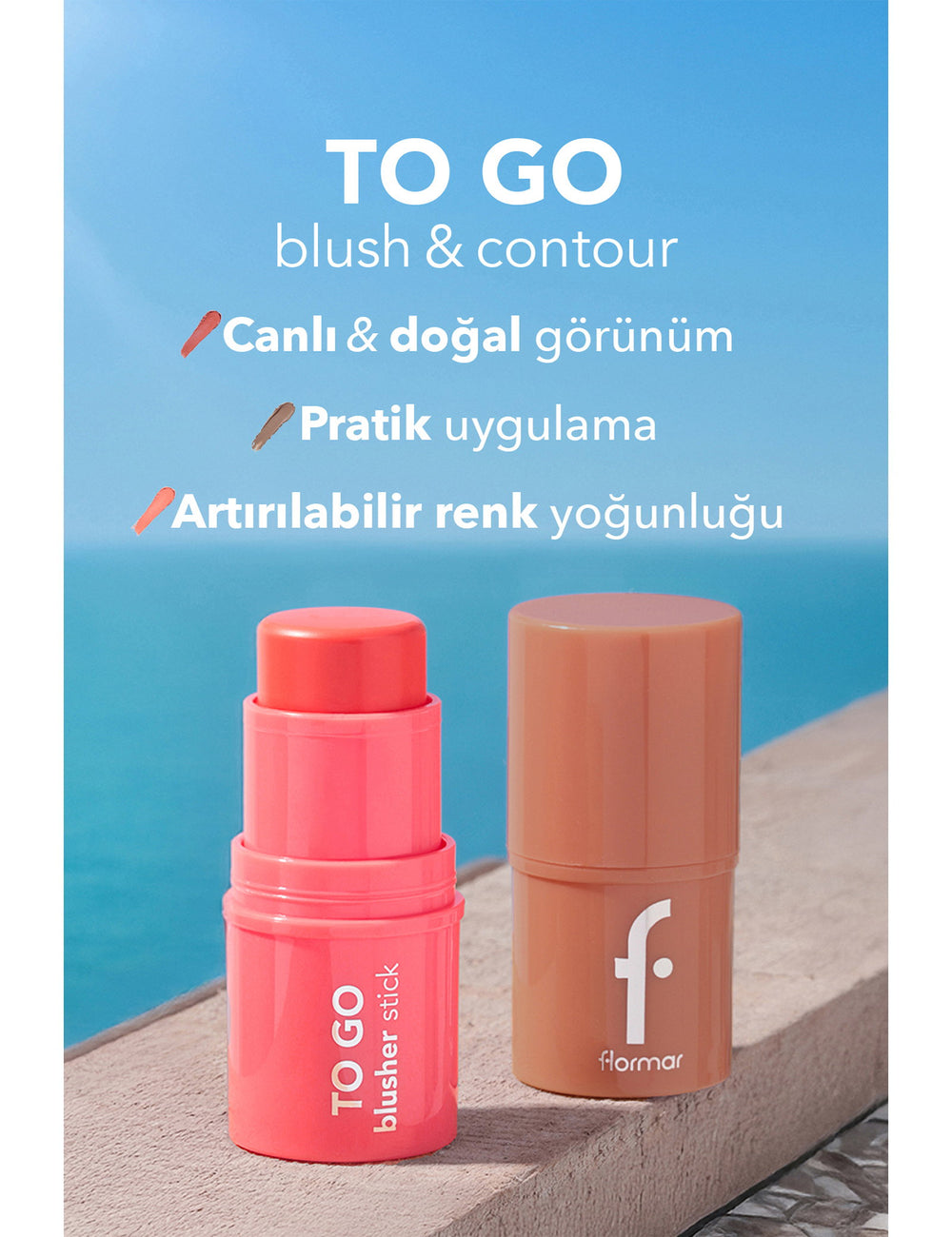 Flormar To Go Creamy Stick Blush Radiant Finish 5g