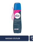 Veet Hair Removal Cream Spray for Sensitive Skin - 5.07 fl oz, Long-Lasting Smoothness Veet Hair Removal Cream Spray - Sensitive Skin Solution hair removal cream spray, sensitive skin hair removal, Veet hair removal products, long-lasting hair removal, easy hair removal spray, body hair removal, leg hair removal, smooth skin, Aloe Vera, Vitamin E, hair removal for sensitive skin, hair removal solutions