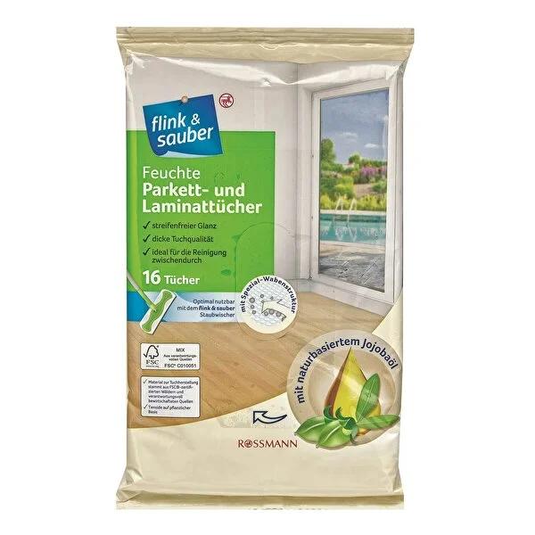 Flink & Sauber Wet Floor Wipes: Parquet & Laminate Wood Cleaner - Streak-Free Shine, Jojoba Oil, Single-Use Convenience Flink & Sauber Wet Floor Wipes: Parquet, Laminate Wood Cleaner wet floor wipes, parquet floor cleaner, laminate floor cleaner, wood floor cleaning wipes, single-use floor wipes, disposable floor wipes, jojoba oil floor cleaner, streak-free floor cleaner, floor cleaning cloths, Flink & Sauber, floor wipes, wood floor cleaner, laminate cleaner, cleaning supplies, household cleaning, home cle
