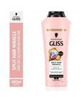 Gliss Split Hair Miracle Shampoo 400ml - Repairing Formula for Damaged Hair, Split Ends, and Nourishment - Shampoo