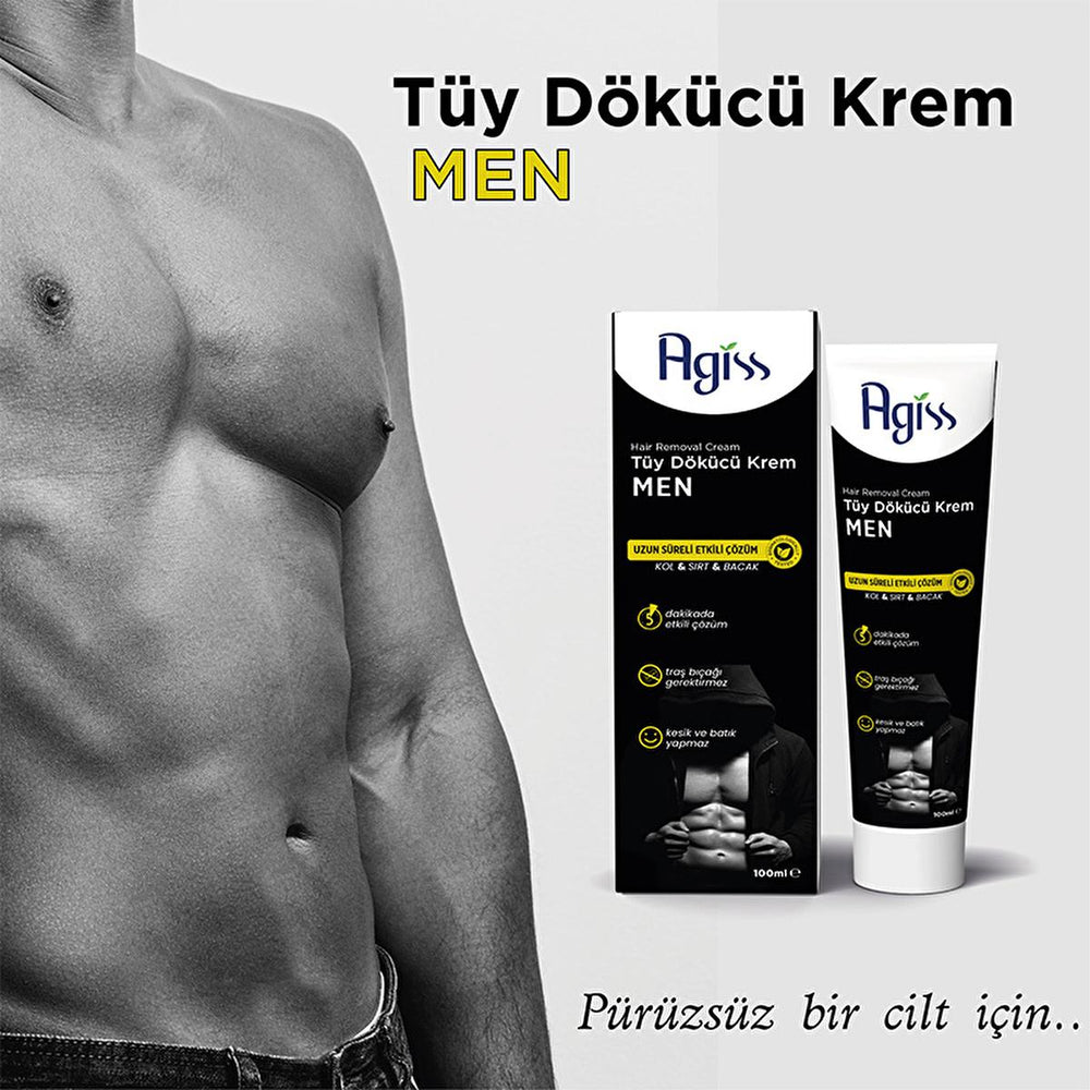 Agiss Men's Hair Removal Cream 100ml - Painless & Effective Solution for Smooth Skin - Skin Care