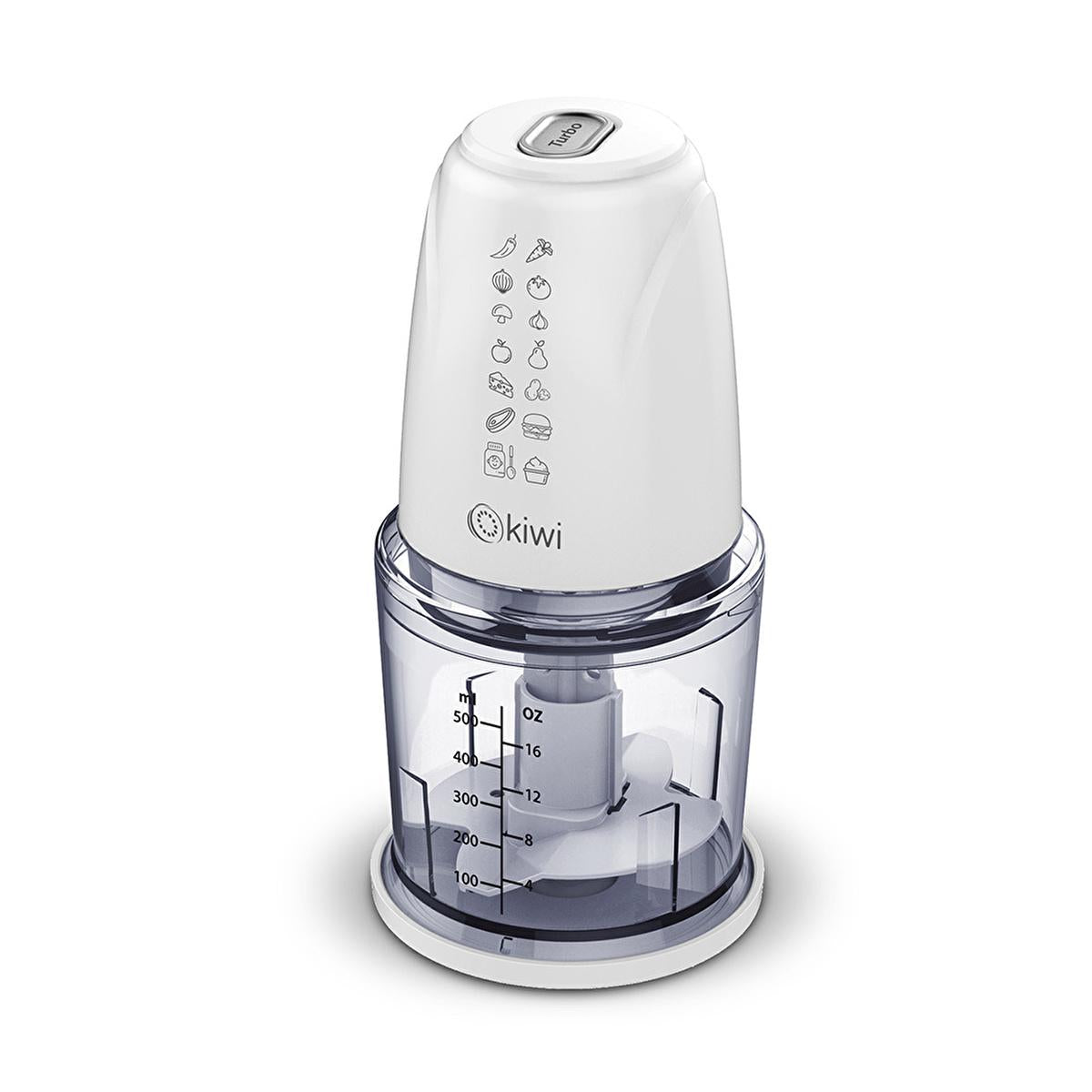 Kiwi Food Chopper: 500ml Mini Vegetable, Garlic &amp; Herb Chopper - Easy Push-Down Kitchen Gadget Kiwi Food Chopper: Mini Chopper for Veggies, Herbs &amp; Garlic food chopper, mini chopper, vegetable chopper, garlic chopper, herb chopper, manual food chopper, kitchen gadget, small food processor, food processor, chopping, dicing, slicing, food preparation, kitchen tool, home cooking, meal prep, convenient, efficient, speed, 500 ml capacity, push-down operation, turbo function, non-slip base, storage lid, herbs, to
