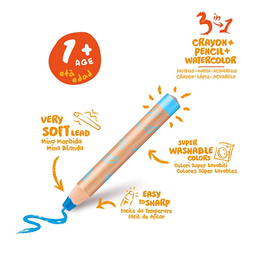 Carioca Toddler Washable Paint Markers - 10 Colors, 3 in 1 Design, Non-Toxic Art Supplies for Kids 1+ Year - view 2