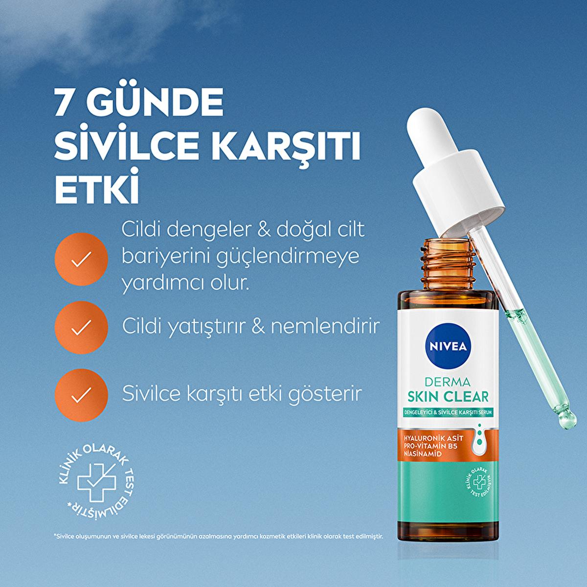 nivea derma skin clear acne serum 30 ml, nivea acne control serum application, nivea derma skin clear ingredients Nivea Derma Skin Clear Dengeleyici ve Sivilce Karşıtı Serum - Acne Control for Oily and Combination Skin | 30 ml Nivea Derma Skin Clear Acne Serum - 30 ml nivea, acne-serum, skincare, oil-control, skin-renewal, fragrance-free, niacinamide, pro-vitamin-b5, hyaluronic-acid, ai-generated