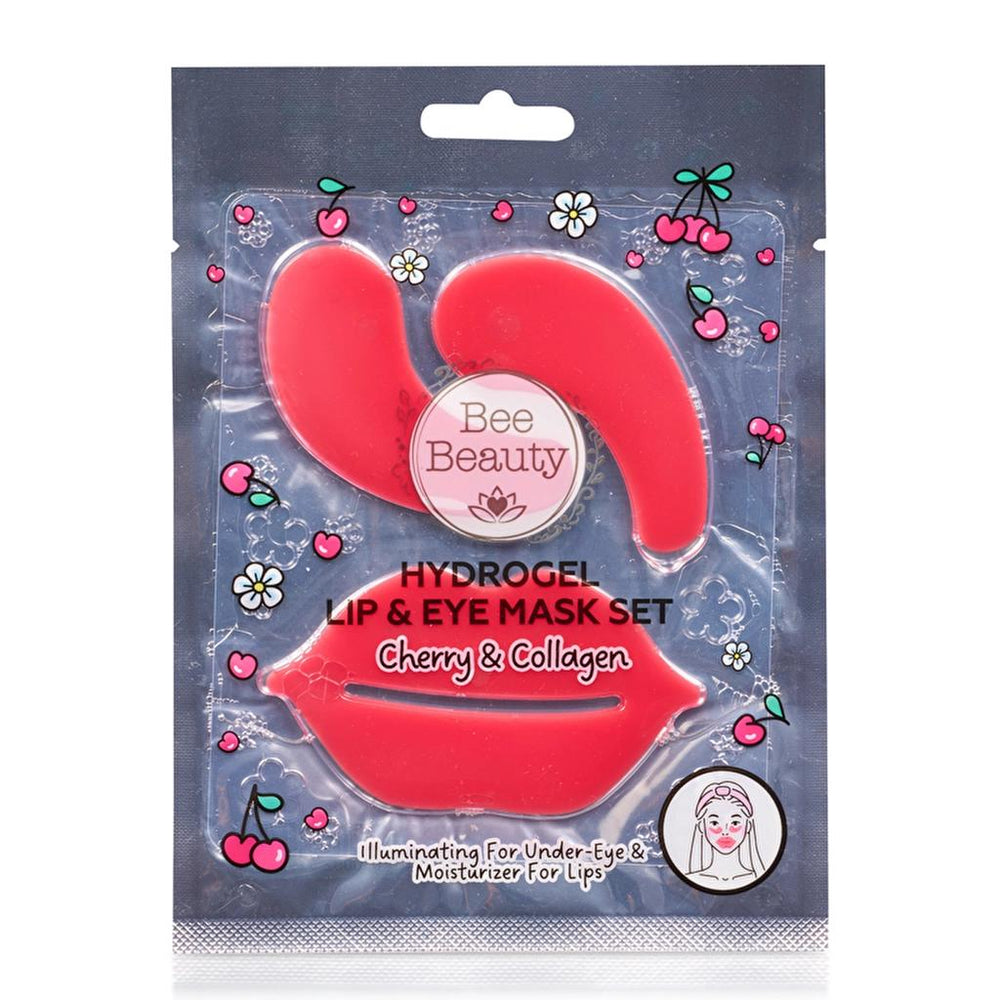 Bee Beauty Cherry Hydrogel Lip & Eye Mask Set for Soft Skin