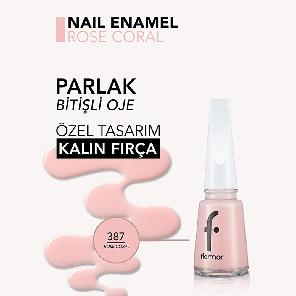Flormar Nail Enamel: Rose Coral - Highly Pigmented, Chip Resistant, Long Lasting Glossy Nail Polish - Nail Care & Vibrant Color Flormar Rose Coral Nail Polish: Chip Resistant, Rich Color nail polish, flormar nail enamel, highly pigmented nail polish, chip resistant nail polish, long lasting nail polish, glossy nail polish, nail care, nail color, rose coral nail polish, nail color, nail, enamel, manicure, pedicure, nail art, women's nail polish, cosmetic, beauty, long-lasting, chip-resistant, vibrant color, 