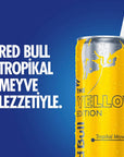 Red Bull Tropical Energy Drink - 250ml Can, Caffeine Boost with Taurine & B Vitamins Red Bull Tropical Energy Drink - Caffeine Boost Energy Drink, Red Bull Tropical, Caffeine Beverage, Taurine Supplement, B Vitamins Drink, Aluminum Can Beverage, Energy Boost, Mental Alertness, Physical Energy, Environmentally Friendly, Recyclable Packaging, Fitness Drink, Sports Drink, Gaming Fuel