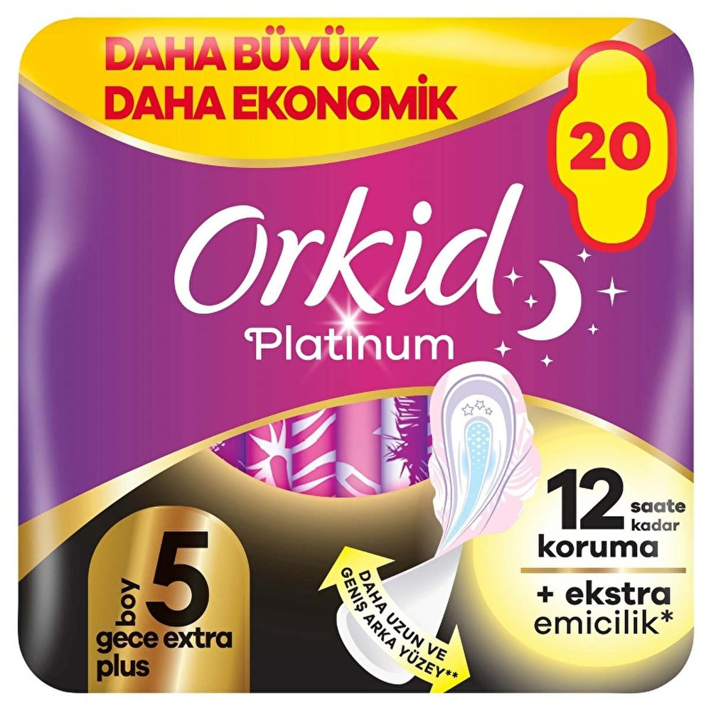 Orkid Platinum Gece Ekstra Plus (Boy 5) - Overnight Hygienic Pads for Women, Extra Absorbent & Comfortable - view 2