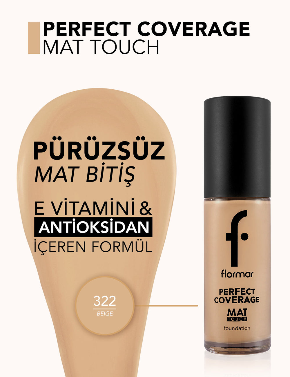 Flormar Mat Touch Foundation with Vitamin E 30ml