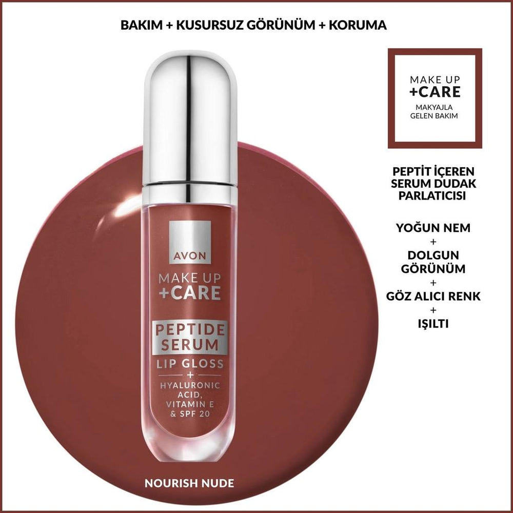 Avon Make Up + Care Peptide Serum Gloss SPF20 Nourish Nude 6.7ml