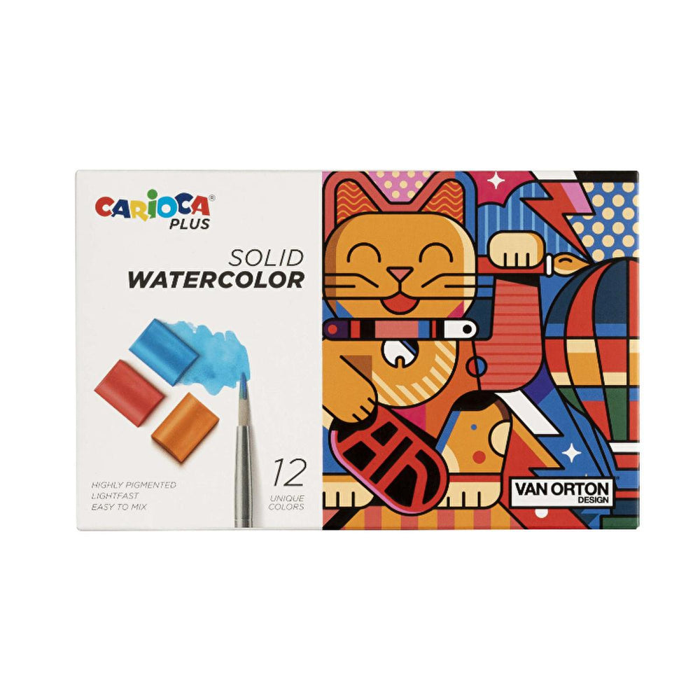 Carioca Plus 12-Color Watercolor Paint Set with Brush - High-Quality Art Supplies for Children and Enthusiasts - view 2