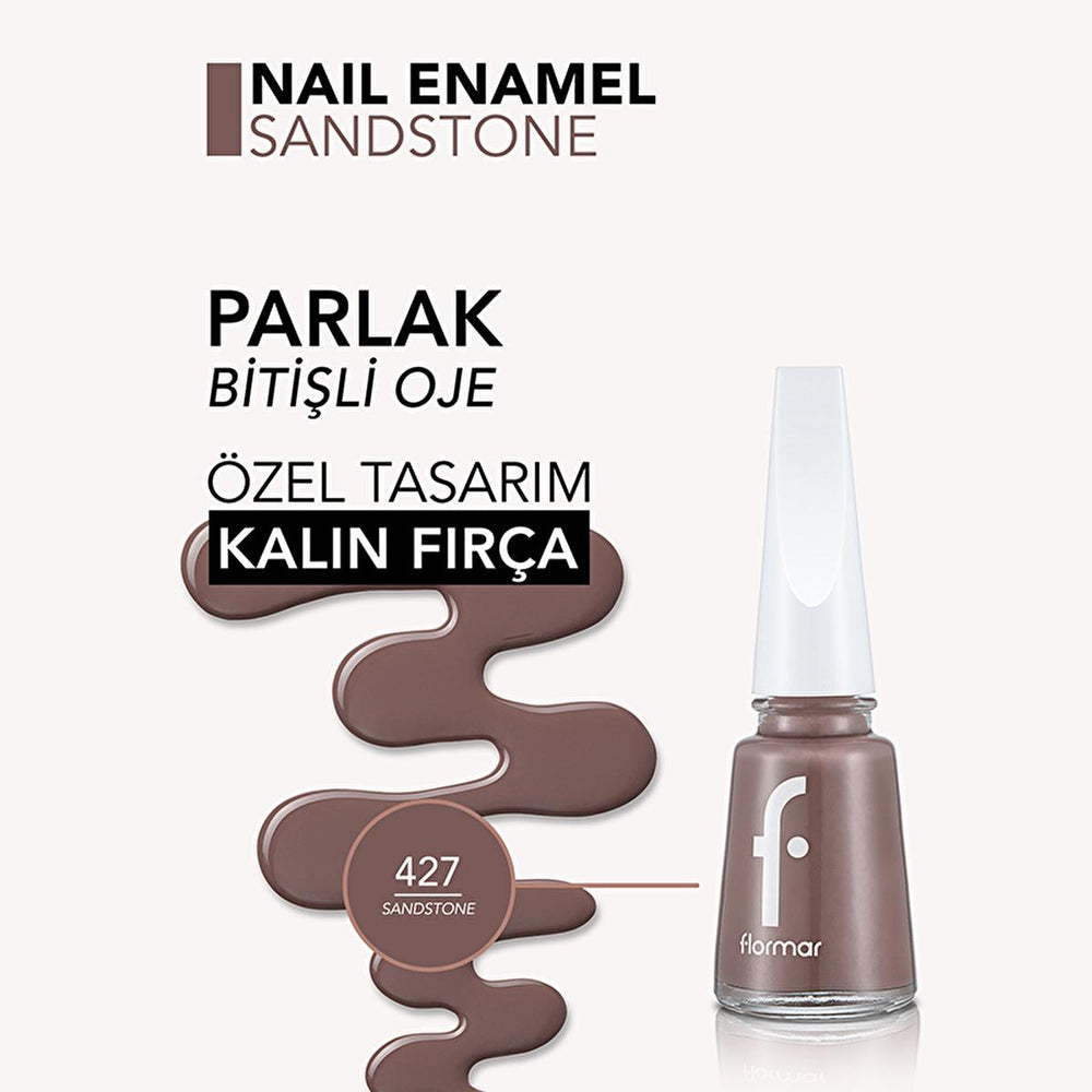 Flormar Nail Enamel Yoğun Pigmentli Oje 427 Sandstone - Long Lasting & Nourishing Nail Polish - view 5