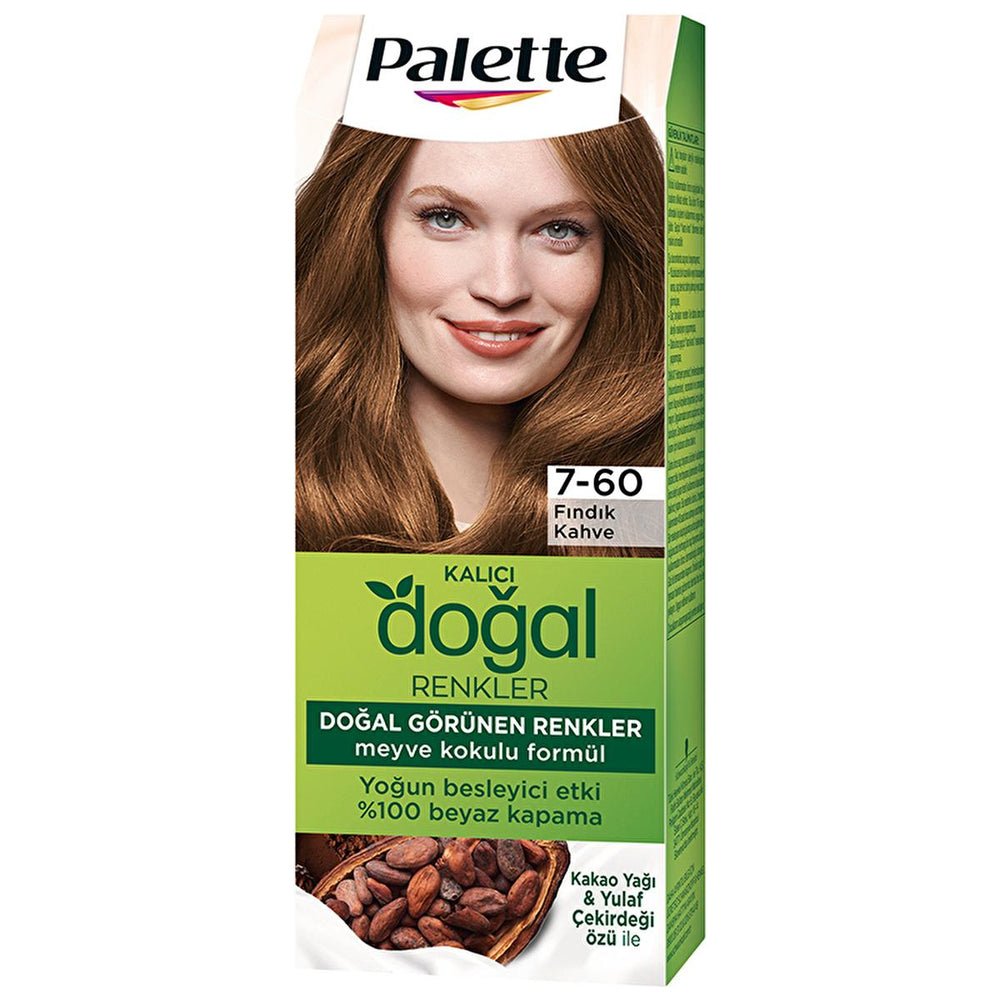Palette Natural Hair Dye - Long-lasting Color with Natural Ingredients - 7-60 Fındık Kahve - Hair Dye