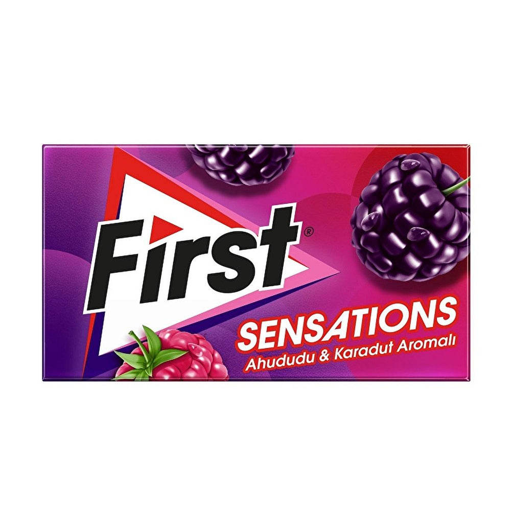 First Sensations Sugar-Free Chewing Gum - Raspberry & Blackberry Flavor, Refreshing and Long-Lasting, 27g - Food & Candy