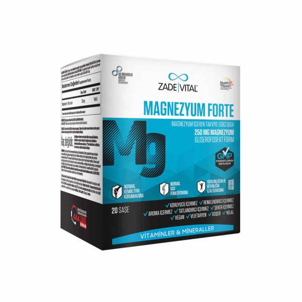 Zade Vital Magnesium Supplement Forte 20 Sachets - 250mg Magnesium per Serving for Adults and - Vitamin & Supplement