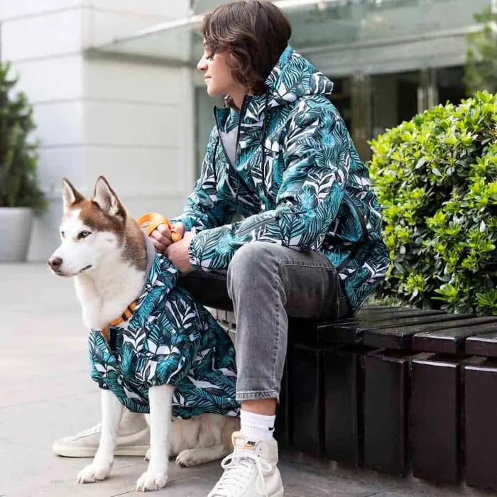 Lindo Aqua Black Waterproof Fleece-Lined Dog Raincoat