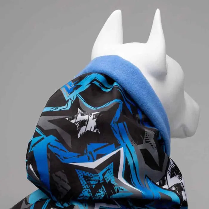 Lindo Blue Star Waterproof Fleece-Lined Dog Raincoat