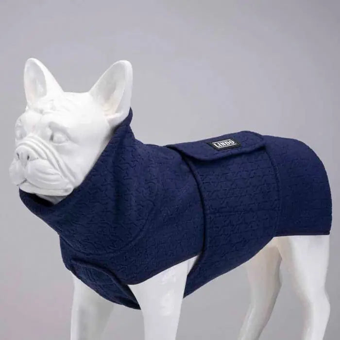 Lindo Navy Blue Dog Sweater with Harness Hole