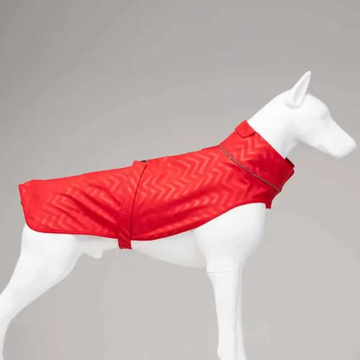 Lindo Softshell Red Stripe Waterproof Dog Raincoat