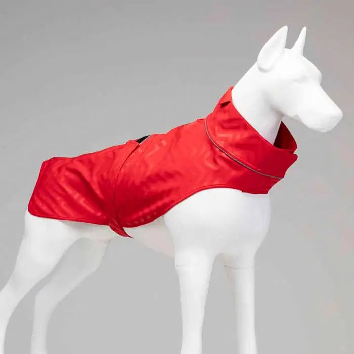 Lindo Softshell Red Stripe Waterproof Dog Raincoat
