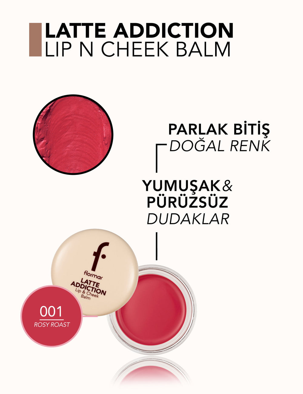 Flormar Latte Tinted Lip and Cheek Balm for Natural Glow