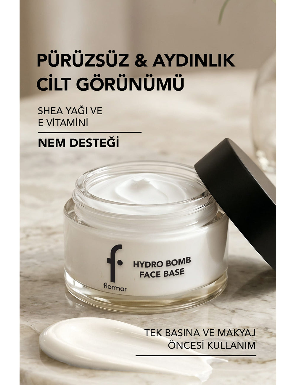 Flormar Hydro Bomb Hydrating Cream Makeup Base with Shea & Cocoa Butter 50ml
