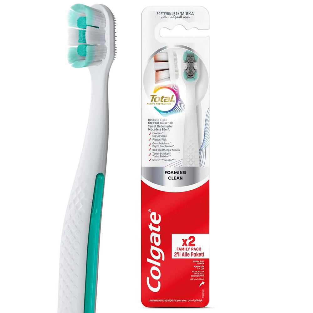 Colgate Total Foaming Clean Soft Toothbrush 2-Pack