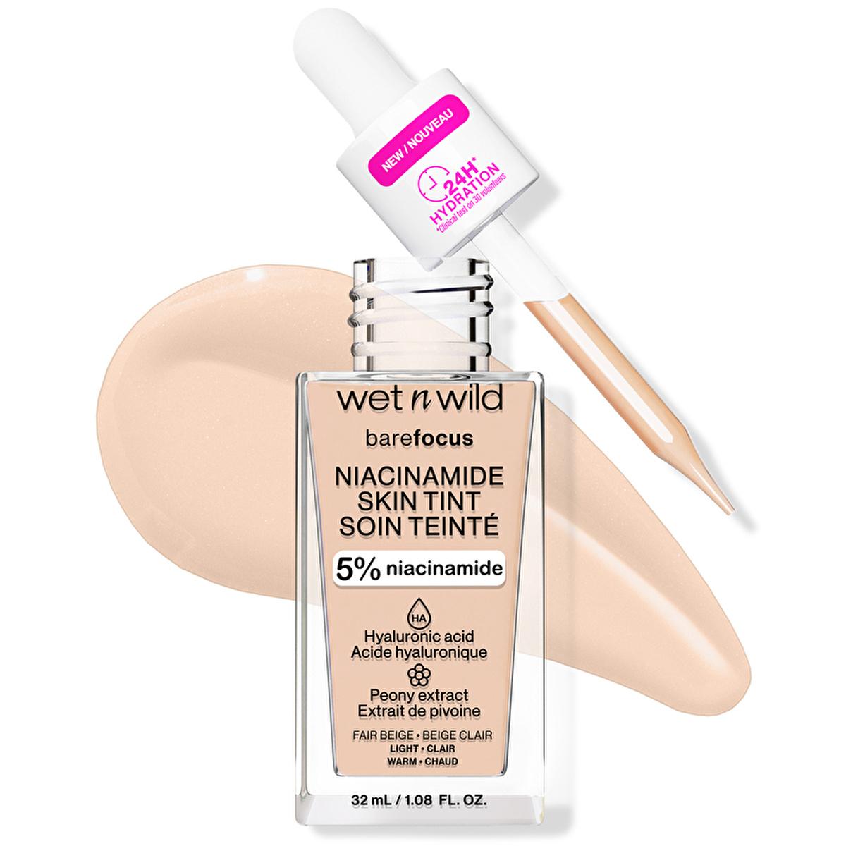 Wet n Wild Niacinamide Skin Tint Foundation: Fair Beige, Lightweight Coverage, Improves Skin Texture, Natural Satin Finish Wet n Wild Niacinamide Skin Tint: Natural Coverage, Healthy Skin Niacinamide skin tint, Hyaluronic acid foundation, Light coverage foundation, Skin tint for redness, Wet n Wild foundation, Satin finish foundation, Makeup with skincare benefits, Affordable skin tint, Best skin tint for natural look, Fair beige skin tint, skin tint, foundation, niacinamide, hyaluronic acid, peony extract,