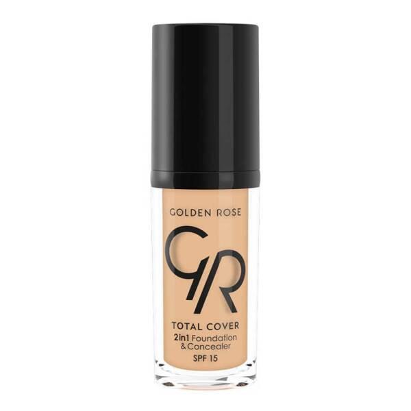 Golden Rose Total Cover 11 Nude 2-in-1 Foundation & Concealer: Full Coverage, Oil-Free, Blemish & Dark Circle Concealer, SPF 15, Lightweight - 30ml Golden Rose 2-in-1 Foundation: Full Coverage & Blemish Concealer full coverage foundation, 2 in 1 foundation and concealer, oil free foundation, blemish concealer, dark circle concealer, SPF 15 foundation, golden rose foundation, best full coverage foundation, nude foundation, lightweight foundation, Foundation, Concealer, full coverage makeup, conceal blemishes