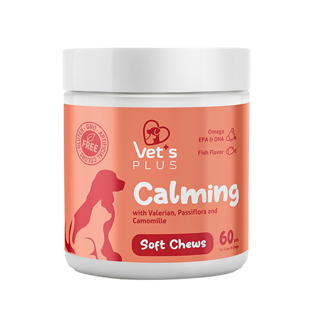 Vet's Plus Calming Chewable Tablets for Cats and Dogs - Natural Stress Relief & Anxiety Support - Gluten-Free, GMO-Free, 60 Count Vet's Plus Calming Chewable Tablets for Cats & Dogs - Natural Stress Relief calming tablets for cats and dogs, natural pet calming aids, stress relief for pets, veterinary visit stress relief, gluten-free pet supplements, anxiety support for pets, calming aid for cats, calming aid for dogs, natural stress relief for pets, pet anxiety relief, vet visit stress relief, travel stress
