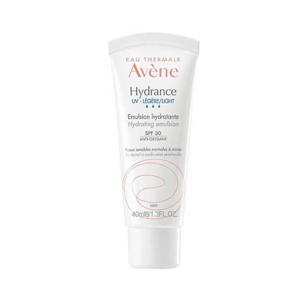 Avene Hydrance UV Light SPF30 Emulsion 40ml product image, Avene Hydrance UV Light Emulsion application on skin, Avene Hydrance UV Light with ingredients list Avene Hydrance UV Light SPF30 Emulsion - Hydrating Sun Care | 40ml Avene Hydrance UV Light SPF30 Emulsion - 40ml avene, hydrance, uv-light, spf30, emulsion, sensitive-skin, sun-protection, moisturizer, combination-skin, ai-generated