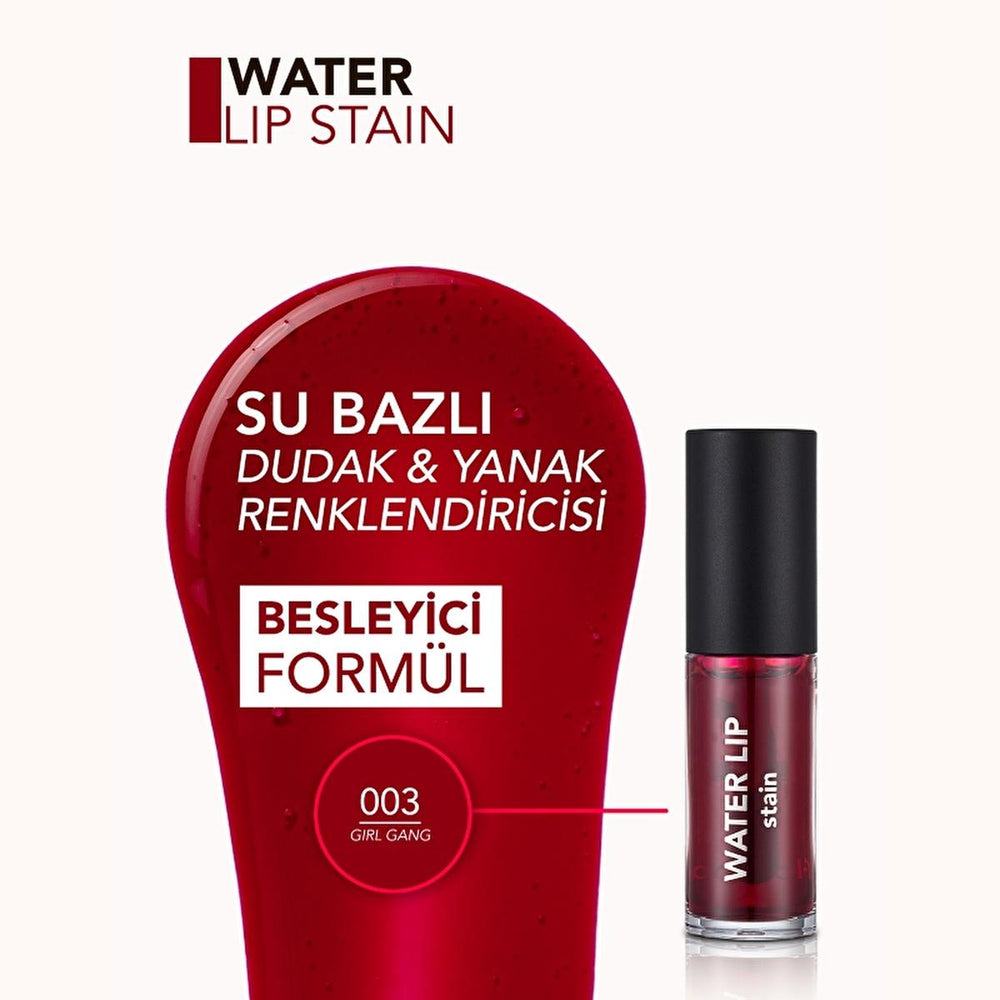 Flormar Water Lip Stain - Long-Lasting Matte Lip and Cheek Tint for Vibrant Color Flormar Water Lip Stain - Long-Lasting Matte Lip Tint water lip stain, matte lip tint, long-lasting lip color, multi-use makeup product, Flormar Water Lip Stain, lip and cheek tint, vibrant color, nourishing ingredients, pomegranate extract, strawberry extract, sponge-tipped applicator, transfer-proof, smudge-resistant, daily wear, special occasions, makeup essentials, beauty products, cosmetics