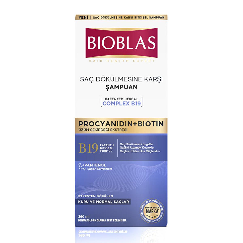 Bioblas Anti-Hair Loss Shampoo with Biotin & Procyanidin - Paraben-Free, Strengthens Hair, 12.18 fl oz - Shampoo