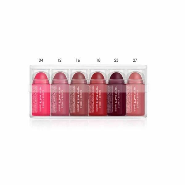 Golden Rose Mini Velvet Matte Lipstick Mix2 6x0.5g - Travel-Sized Matte Lip Color Variety Pack - Lipstick