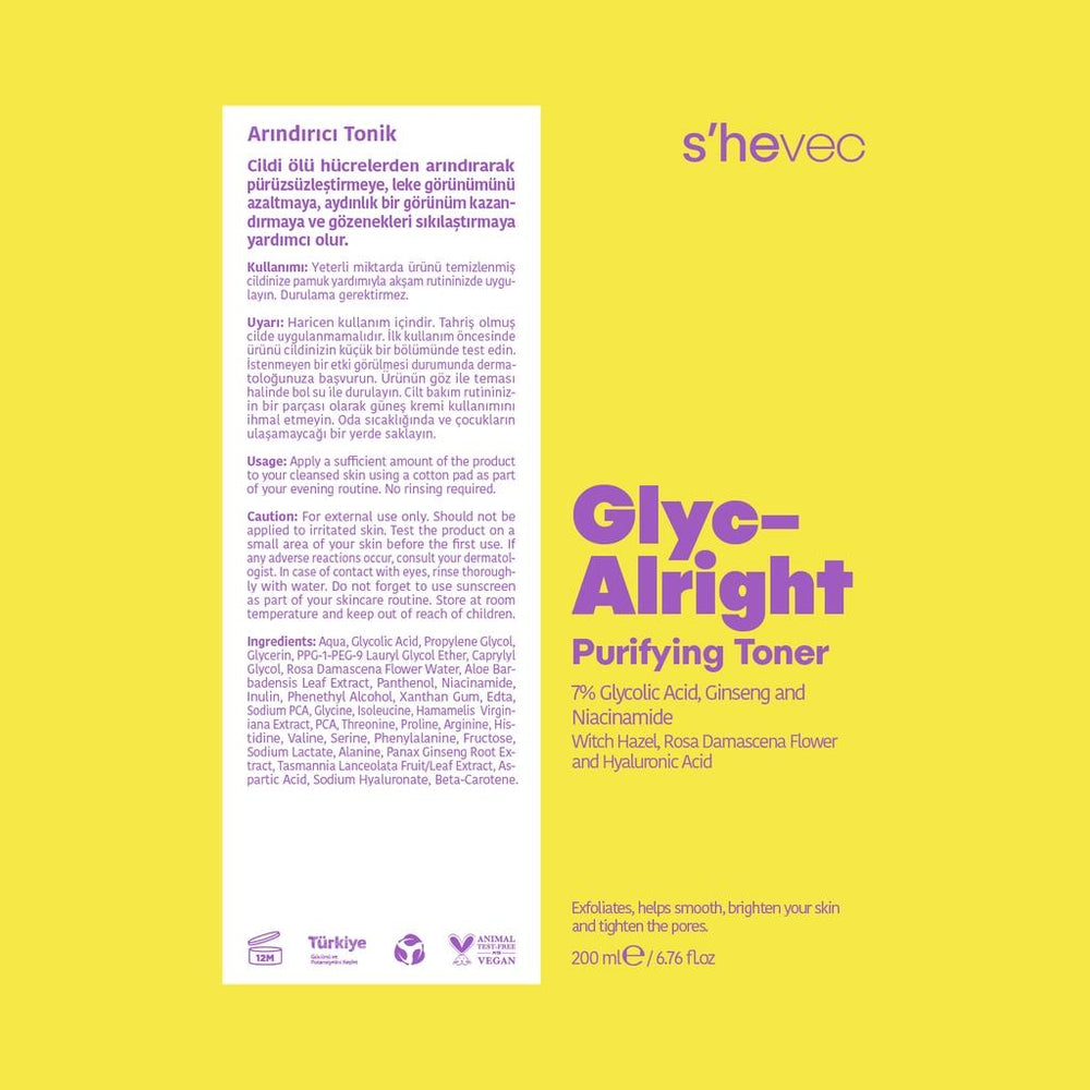 She Vec Glyc-Alright Pore Tightening & Brightening Toner 200ml