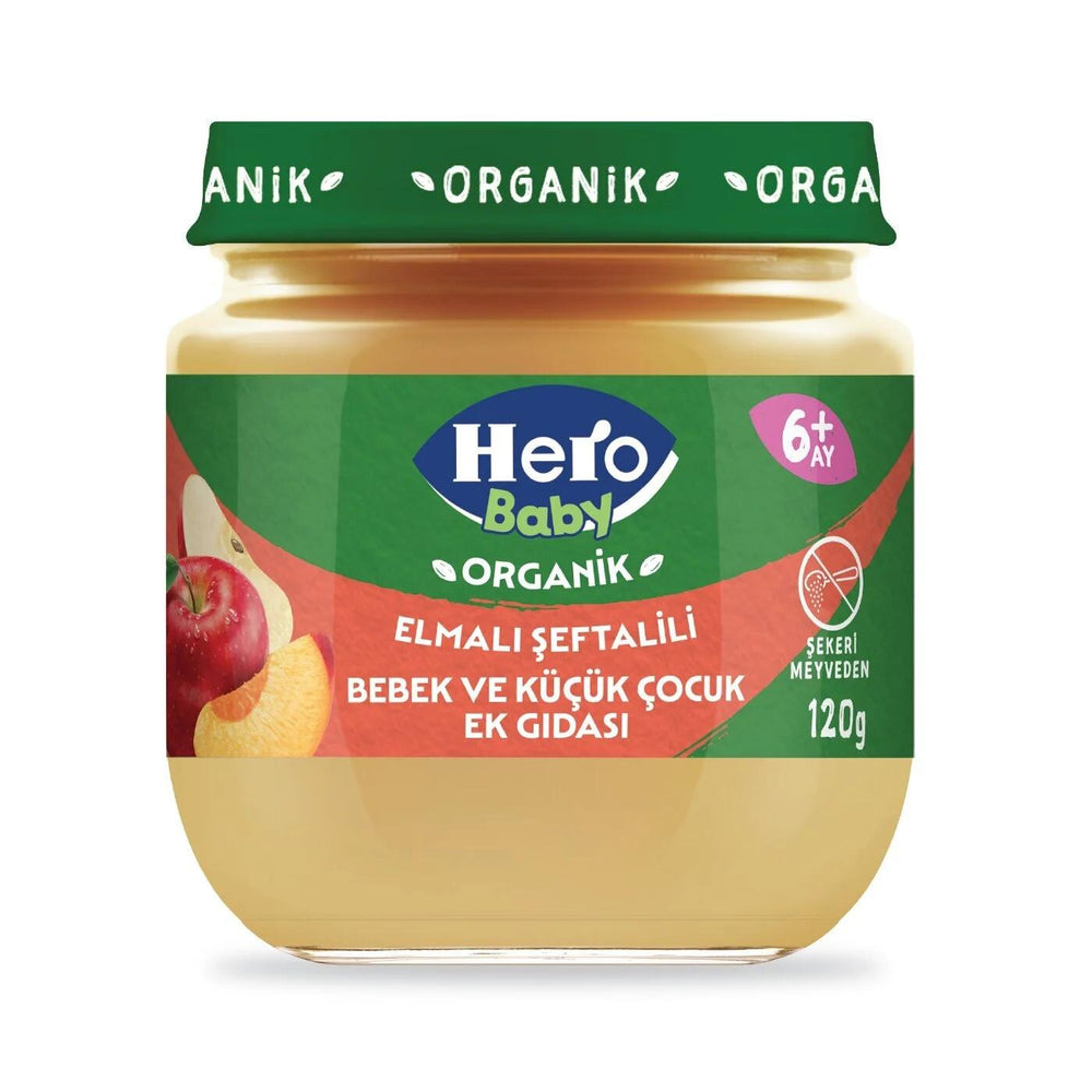 Hero Baby Organic Apple & Peach Puree Jar 120g
