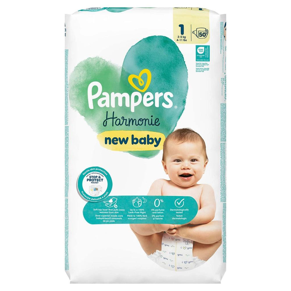 Prima Harmonie Size 1 Baby Diapers for Sensitive Skin 50 Count