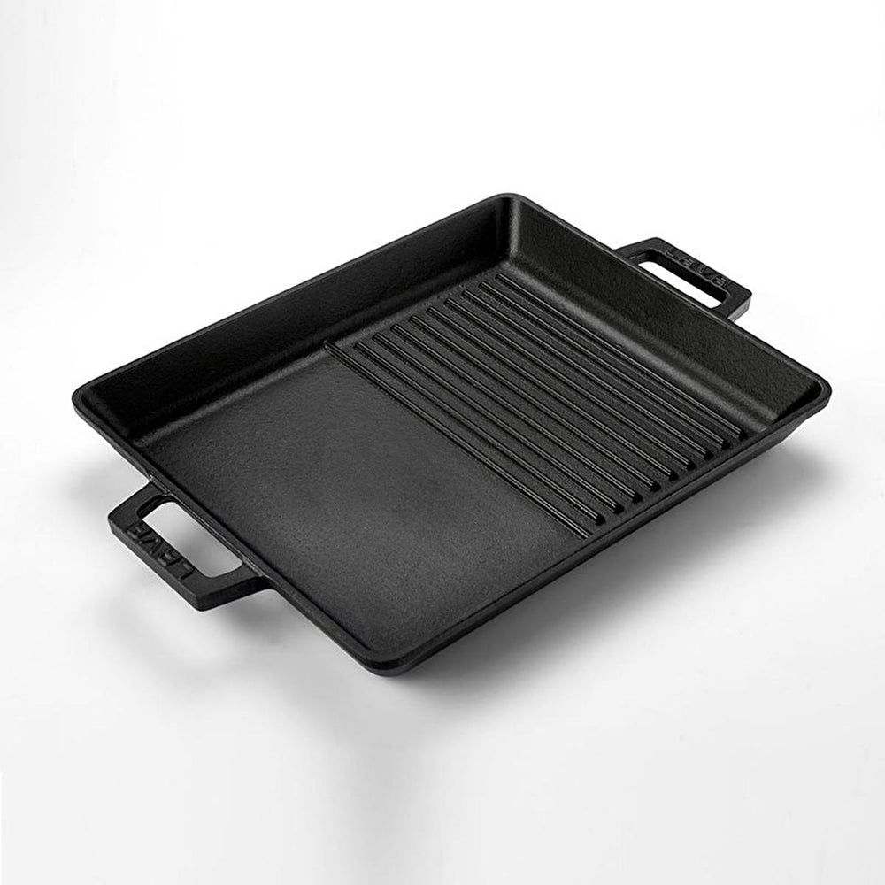 Lava Cast Iron Hybrid Grill Pan - 10x12 Inch Rectangular Enameled Pan for Indoor Stovetop Oven Use, Grill and Fry Simultaneously Lava Cast Iron Hybrid Grill Pan- Enameled Indoor Grill & Fry Cast Iron Grill Pan, Hybrid Grill Pan, Enameled Cast Iron Pan, Rectangular Grill Pan, Indoor Grill Pan, Stovetop Grill Pan, Oven Safe Grill Pan, Lava Cast Iron, Grill and Fry Pan, Durable Grill Pan, grill pan, cast iron pan, enameled pan, hybrid pan, rectangular pan, stovetop pan, oven safe pan, indoor grill, grilling, f