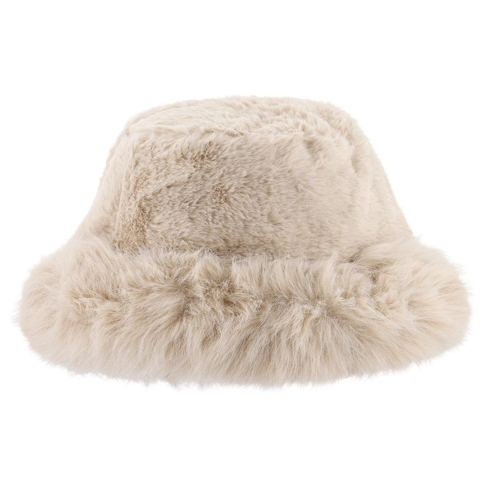Eklips Cream Plush Bucket Hat for Cozy Winter Style