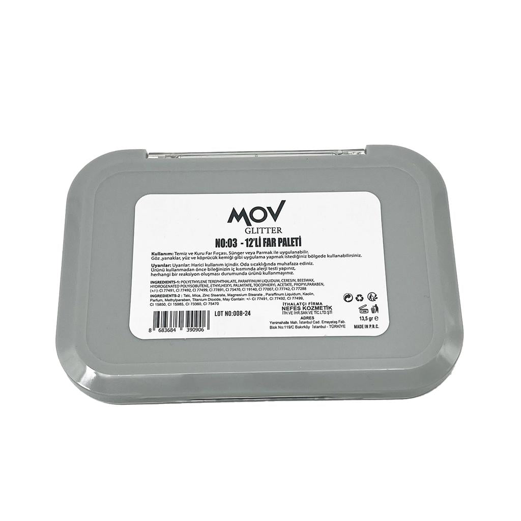 Mov Glitter 12-Color Eyeshadow Palette No: 03